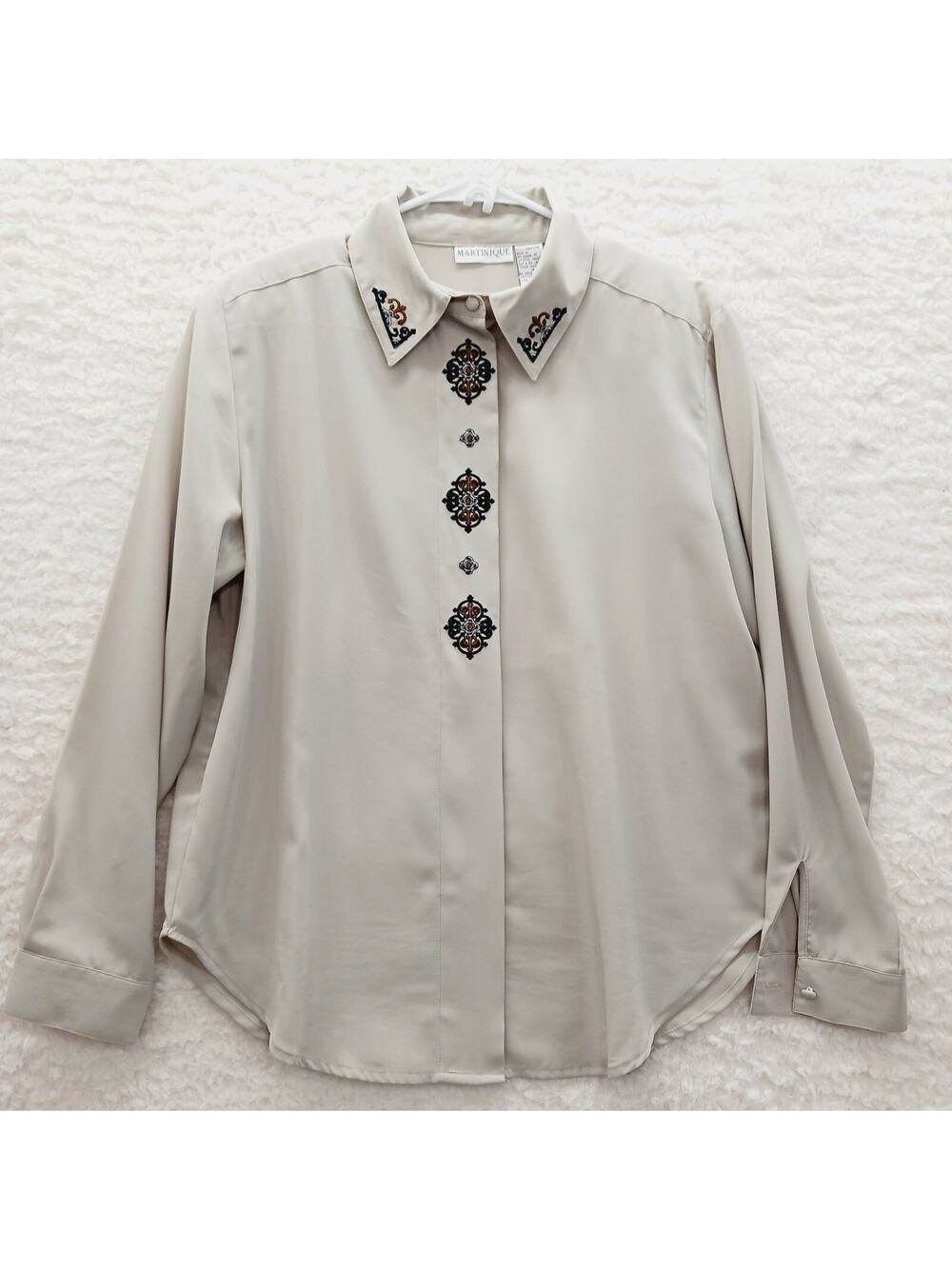 Blouse Button Up Embroidered Martinique Minimalist Office Siren Classic Size 14